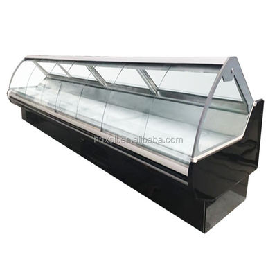 Refrigerated Deli Open Cold Box Refrigerator Display Butcher Shop Food Air Cooling Butcher Equipment Grocery Counter