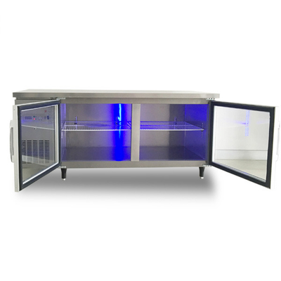 Commercial Single-Temperature Hotel Restaurant Kitchen 2 Door Display Fridge Counter