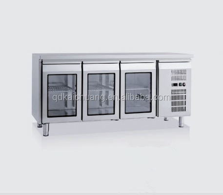 201 / 304 Stainless Steel Commercial Kitchen Stainless Steel Glass Door Under Counter Refrigeration Equipment
