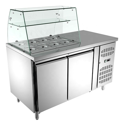 Single-temperature Commercial Double Doors Kitchen Stainless Steel Fan Cooling Undercounter Fridge