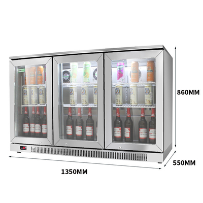 Bar/KTV Customizable Wholesale Price 3 Door Display Fridge Freezer Beer Cooler Counter Fridge Glass Commercial Counter 350L