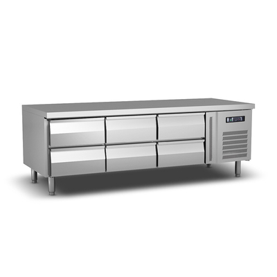 Commercial Single-Temperature Refrigeration Stainless Steel Equipment Six Door Chiller Undercounter Refrigerators Chest Freezer